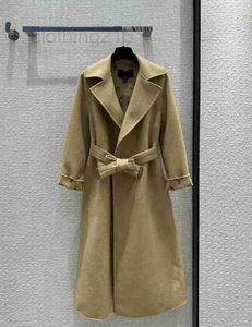 Mezclas de lana para mujer 2023 Nuevo otoño invierno Milan Runway Trench Coats Solapa Cuello Manga larga Marca de moda Mismo estilo Tops Diseñador Prendas de abrigo IVJS