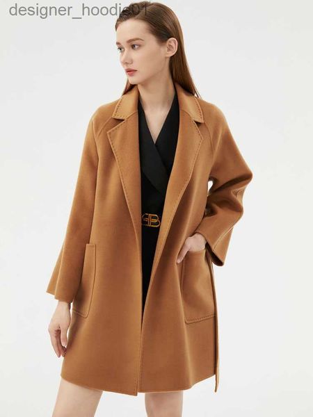 Mélanges de laine pour femmes automne et hiver nouveau manteau pour femme 10% pur cachemire laine pardessus classique mode best-seller haut confortable tout-Match L230920