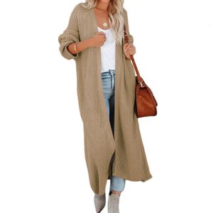 Mélange de laine pour femmes, automne et hiver, Cardigan Long surdimensionné, pull à manches fendues, ouvert sur le devant, drapé en tricot, manteau plumeau 231011