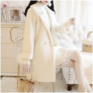 Femmes laine mélanges automne hiver rose blanc manteau femmes coréen veste décontractée grande taille cachemire chaud épais Plaid longue femme Phyl22