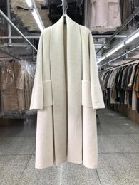 Mélange de laine pour femmes, grand col rabattu, Style peignoir, manteau en laine Double face, longue mode coréenne, veste d'hiver ample 231027