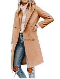 Manteau en mélange de laine pour femme, veste en Tweed à manches longues, couleur unie, simple, automne et hiver, 2023, HKD230904