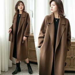 Manteau en mélange de laine pour femmes, manteau en laine ample de longueur moyenne pour femmes en automne et en hiver, long genou 230926