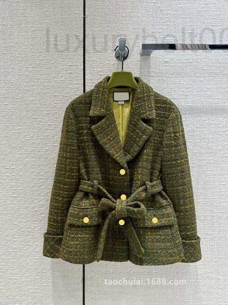 Manteau en tweed tissé à carreaux pour l'industrie lourde de la classe des femmes haut de gamme J87Q
