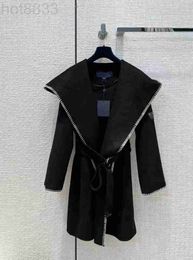Dameswolmengsels Designer Milan Runway New Autumn Winter Hooded Long Sleeve Coat Merk Same Style bovenkleding ZPD8