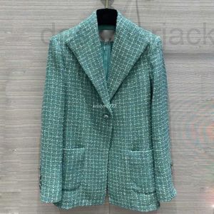 Dames Wol Blends Designer Tweed Jassen Blouson Jas Met Kristallen Letter Knopen Vintage Jassen Jas Meisjes Milan Runway Merk Tops Uitloper Blazer BHB9