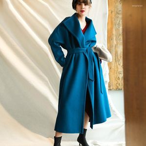 Dameswolmengsels Elegante jas vrouwelijke herfst winterkleding 2022 Koreaanse vintage lange wollen jas mode dames blend abrigo mujer 627