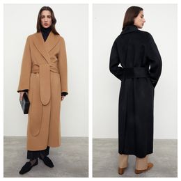Dameswol Blends EOS Lange jas Annecy -serie Silhouet Side Slit Rapel Dames Big Size Aankomst van hoge kwaliteit toteme 230106