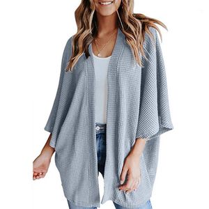 Femmes laine mélanges mode couleur unie femmes Cardigans demi manches lâche tricot pull décontracté manteau veste surdimensionné 2023