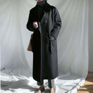 Dameswol Blends Hepburn -stijl wollen jas in de Fadkoreaanse versie van de herfst en winter verdikt overjas midden lang