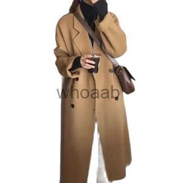 Mezclas de lana para mujer Gran oferta abrigo largo de lana por encima de la rodilla Otoño Invierno 2023 nueva marca coreana abrigo de lana suelto Dropshipping HKD230904