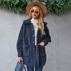 Dameswol Blends Lange winterjassen vrouwelijk 2023 dames jas jas voor vintage casual pocket solide Koreaanse kleding