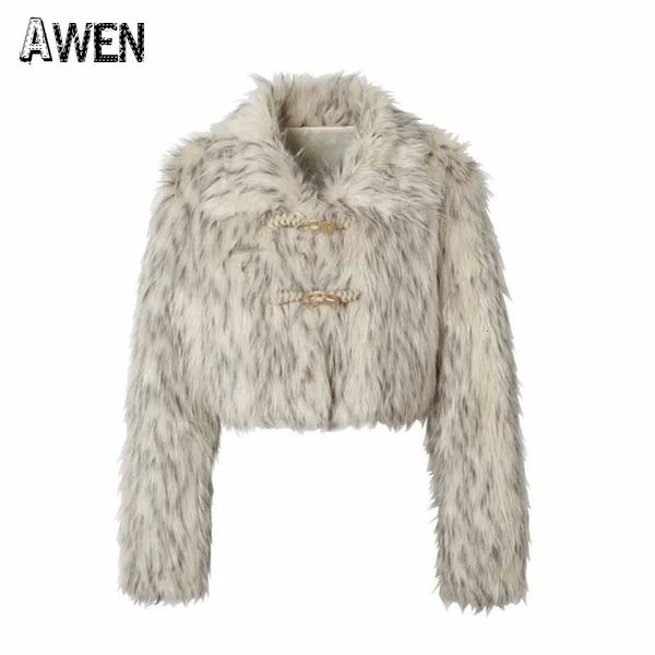 Mezclas de lana para mujer Marca de lujo Moda Degradado Color animal Abrigo de piel sintética Chaqueta de mujer Invierno Elegante Abrigo suelto de gran tamaño Abrigo mullido Ropa de abrigo 231129