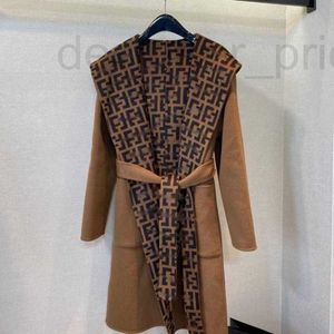 Dameswolmengsels Luxe wollen jas dames lange jas f jacquard hoodie designer vest windjack jassen winter warm feestoverjas V-hals casual kleding