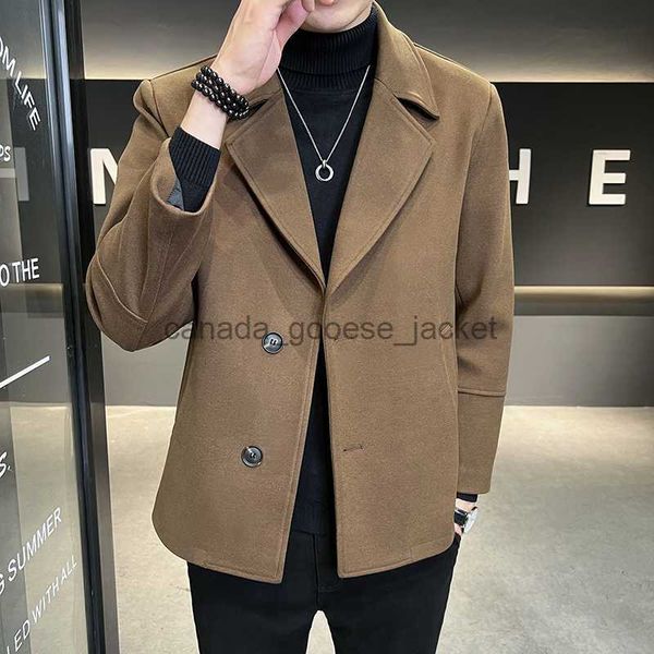 Mélanges de laine pour femmes vêtements pour hommes veste en laine courte à simple boutonnage/mâle coupe ajustée Trench manteau hommes Streetwear en vrac automne décontracté veste en laineL230918