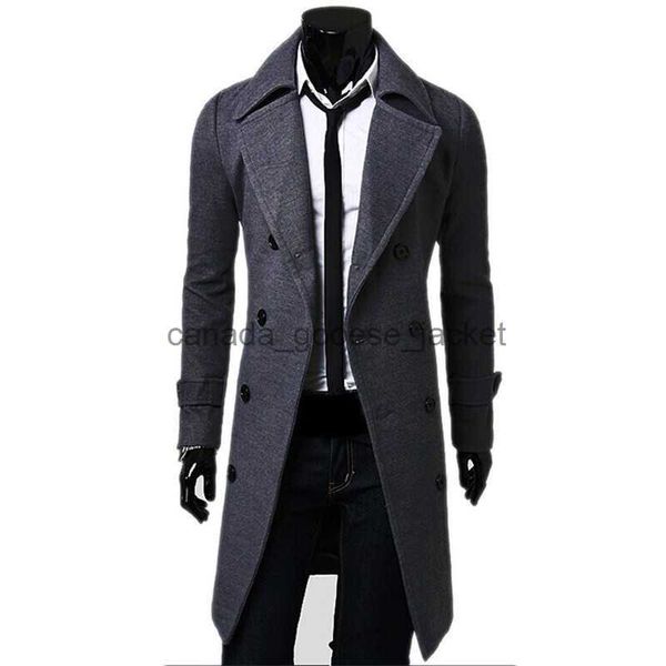 Mezclas de lana para mujer Gabardina de doble botonadura para hombre Mezcla de lana Marca de alta calidad Moda Casual Slim Fit Color sólido Ropa para hombre Abrigo JacketL230918