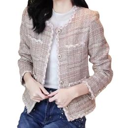 Dameswolmengsels Miuximao 2021 herfst kleding O-hals lange mouw rooster slanke nizi jas mode elegante kantoorstijl