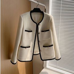 WOL -melanges voor dames overtollig 3xl vintage tweed Jackets Koreaanse elegante jas vrouwen lente luxe outdarnen