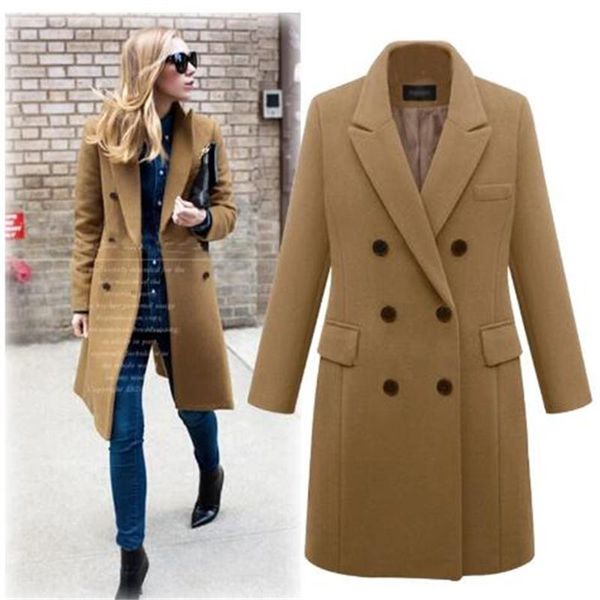 Femmes laine mélanges surdimensionné 5XL femmes manteau d'hiver 20231 Style coréen noir Long mélange Trench dames mode printemps