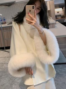 Mélange de laine de femmes Style princesse célèbre Real Lamb Tweed Jacket Fluffy Fur Fur Coats S328