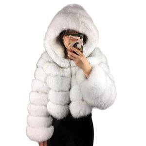 Dameswol Blends Real Fur Hoodie Crop Coat Natuurlijke jas met hood Zipper Winter Fashion Warm Temperament uitgesteld voor 221205