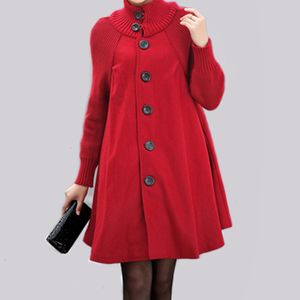Mélanges de laine pour femmes manteau de laine rouge mi-long manteaux à boutonnage simple cape trench automne hiver surdimensionné long pardessus ample 221121