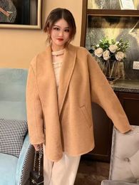 Dameswolmengsels Rosevans korte dubbelzijdige kasjmier jas vrouwen casual zacht warme wollen korte jas losse tweed jas fit herfst winter 231006