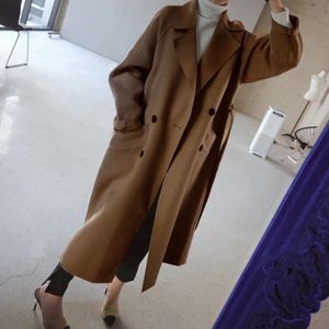 Dameswolmengsels Sagace Vrouwen Effen Hoge Kwaliteit Winter Uitloper Zakken Koreaanse Stijl Lange Jas Harajuku Womens Verstelbare Taille Chic