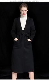 Dameswol Blends Spring Slim Dubbelside Cashmere Coat Dames Lange Type Hoogte Wool 231218