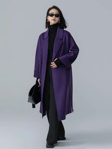 Mélanges de laine pour femmes Super modèle manteau pure laine réversible mode grand col automne et hiver luxe vêtements haut de gamme 231120