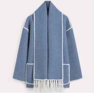 Mélange de laine pour femmes SuperAen automne et hiver double face gland écharpe ample décontracté brodé veste manteau pour les femmes