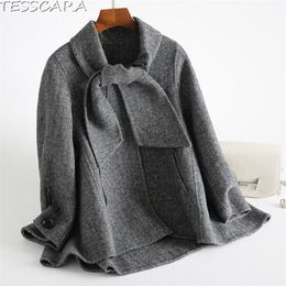 Mélanges de laine pour femmes TESSCARA femmes automne hiver laine mélange base veste manteau femme cachemire vestes pardessus élégant bureau manteaux d'extérieur 220826