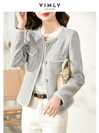 Mélanges de laine pour femmes Vimly veste courte en tweed femmes vêtements Vintage style de mode coréen printemps bureau dame vêtements de sortie d'hiver manteaux V1577 230825