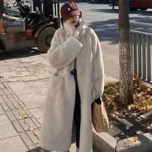 Dames Wolmix Winter Imitatie Bontjas Dames Halflange Losse Slank Dikker Warme Jas Mode Koreaans Casual Kantoor Dame Gesp Trend Uitloper 231123