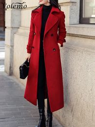 Laine des femmes mélanges hiver pardessus femmes affaires mi-mollet longueur veste formelle double boutonnage manteau épais mince femme femmes 231023