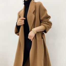 Laine des femmes mélanges femme mode longue haute qualité solide manteau automne et hiver femme décontracté dames Streetwear vêtements veste A11