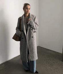 Mezclas de lana para mujer Abrigo largo de lana a la moda para mujer 231007