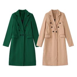 Mélange de laine pour femmes, manteau en laine de tempérament mi-long, col de costume, Double boutonnage, automne/hiver, 230922