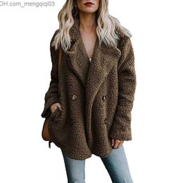 Dameswol Blends Dames revers Jackets Winterjas Dames Wool Blend Carrigans Overcoat Warm Jumper Fleece Faux Fur Plush Coat Hoodie Plus Size Z230818