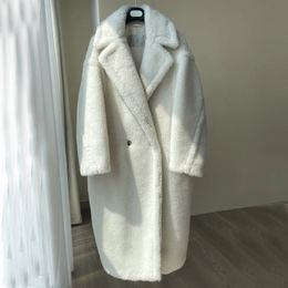 Mélanges de laine pour femmes Femmes Vintage ours en peluche manteau de fourrure femmes hiver alpaga manteau en vrac manteau de laine naturelle Laepl chaud épais veste ajustement automne hiver 231102