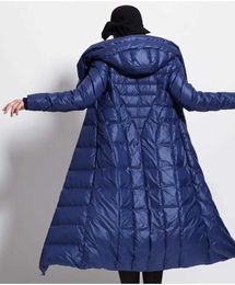 Manteau d'hiver en mélange de laine pour femme, imperméable, Long et épais, chapeau bouffant, noir, 4XL, bleu foncé, vestes féminines, Zln231124