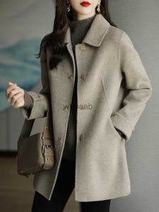 Laine des femmes mélanges manteau de laine mince mode bureau dame col carré simple boutonnage manteaux d'hiver pour les femmes 2023 taille large poche manteau noir HKD230904
