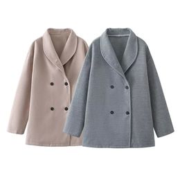 Mélanges de laine pour femmes Zach Ailsa hiver mode féminine col ample manches longues Double boutonnage manteau en laine 231030