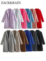 Mezclas de lana para mujer ZACK RAIN Moda mujer Abrigo de lana con frente abierto Cuello de solapa vintage Manga larga Ropa de abrigo femenina Abrigo elegante 231026