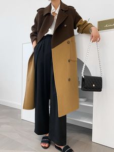 Dames wol Europese luxe mode echte lam wollen trench jas warme streetwear bovenkleding