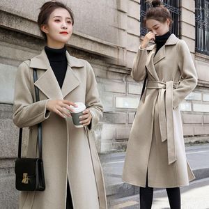 Manteau en laine noire à la mode pour femmes automne et hiver veste longue colorée épaisse pour femmes coréennes 770