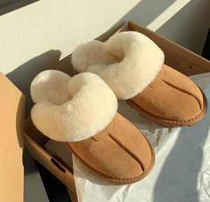 Wollen pantoffels voor dames Warme platformslippers Dames buiten warme schoenen Herfstloafers Slip op casual wandelschoenen