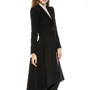Dames wollen lente 2022 dunne jas dames kantoor draag lange jassen winter zwart feest dames mode eenvoudige elegante overjas