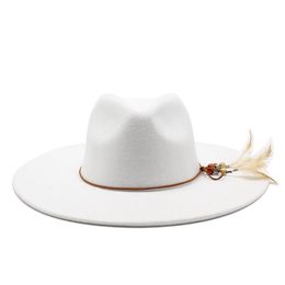 Fedora de lana cálida para mujer, gorras unisex de tendencia a la moda, gorras de jazz de talla grande de color sólido, sombrero bombín de hueso clásico para hombre 219F