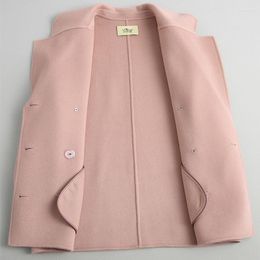 Lana da donna Miscele da donna 2022 Moda invernale Cappotto da donna Rosa Cashmere Giacca da donna Doppio petto Cappotti corti Capispalla